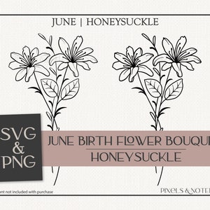 Honeysuckle June Birth Flower Bouquet SVG PNG (Digital Download)