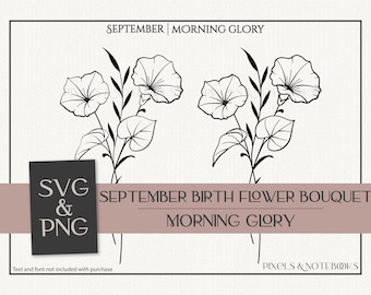Morning Glory September Birth Flower Bouquet SVG PNG (Digital Download)
