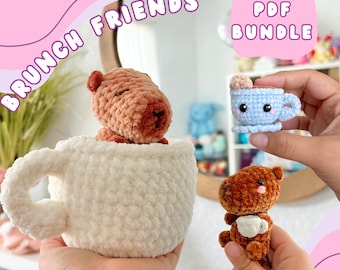 BUNDLE Capybara Cappuccino Crochet Pattern bundle | Three Pattern Bundle PLUS accessories | Amusable | Cute Crochet Pattern | Easy Crochet
