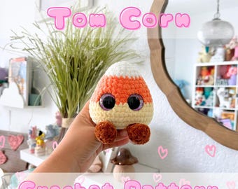 Patrón de crochet de Tom Corn / Patrón de crochet de Halloween / Maíz de caramelo en crochet / Halloween lindo / Crochet espeluznante / Crochet fácil