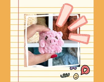 Piggy Pocket Buddy Crochet Pattern | Market Crochet Pattern | Mini Pig Pattern | No-sew Crochet Pattern | Beginner Crochet Pattern