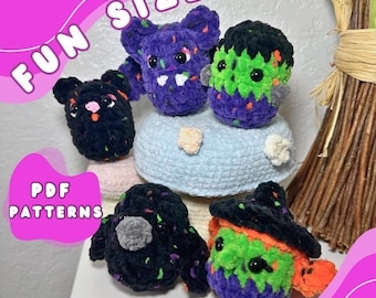 PACCHETTO Funsize Halloween Friends Crochet Pattern / Carino Halloween Crochet / Strega Crochet / Pipistrello Crochet / Gatto Crochet / Frankenstein Crochet