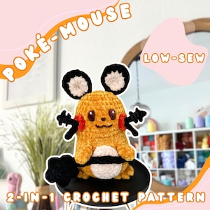 BUNDLE | 2-in-1 pattern, Electric Fairy Mouse Crochet Pattern, Anime Inspired Crochet Pattern, Japanese Inspired Fan Art