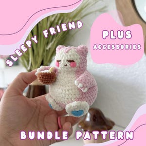BUNDLE Sleepy Friend Crochet Pattern | Normal Type | Kanto | video game crochet pattern | Summer Crochet | Pink Crochet