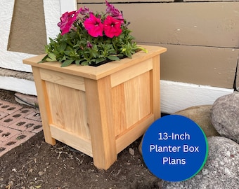 Plano para jardinera de cedro – Proyecto de bricolaje para maceta de exterior de 33 cm (descarga digital)