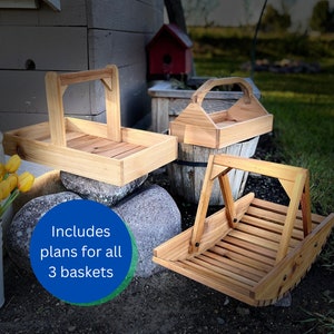 Bundel houten mandplannen | Ceder draagtas | Picknickmand | Bloementrui | DIY-projectplannen | Houtbewerkingsplannen | Project omheining: