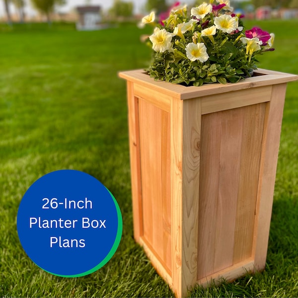 Planter Box Plans - 26-inch | Cedar Flower Box | Outdoor Planter | DIY Project Plans