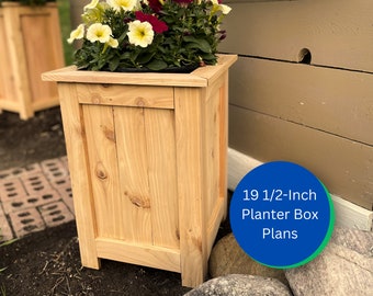Plano para jardinera de cedro – Proyecto de bricolaje para maceta de exterior de 49,5 cm (descarga digital)