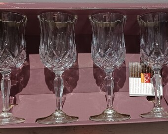 Ensemble de 4 verres à pied en cristal Cristalria Italiana RCR Verres à eau en cristal Opera