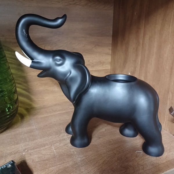 Vintage Partylite African Inspirations black trumpet elephant candle holder statue figurine decor