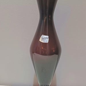 1970s Vintage Swedish / Scandinavian Aubergine/Purple/Eggplant & Crystal Vase