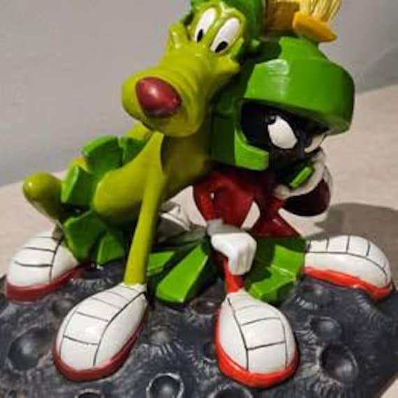 Vintage Looney Tunes Marvin the Martian & K9 Statue Figure Warner