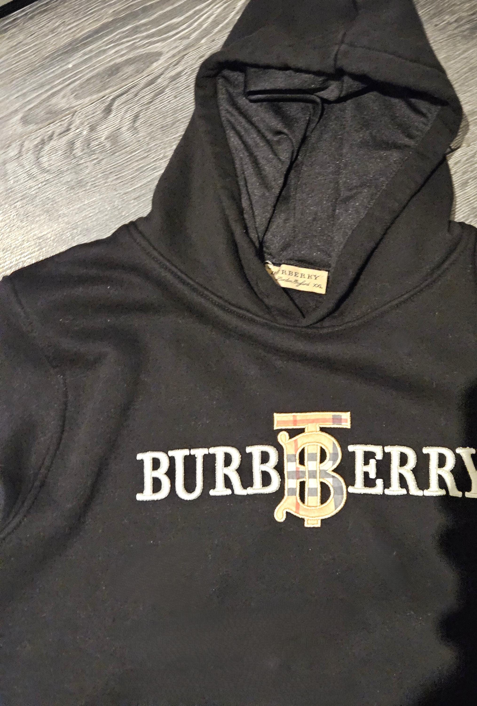 Size XXL - Unsure of Age - Black Burberry Winter Track Suit Hoodie