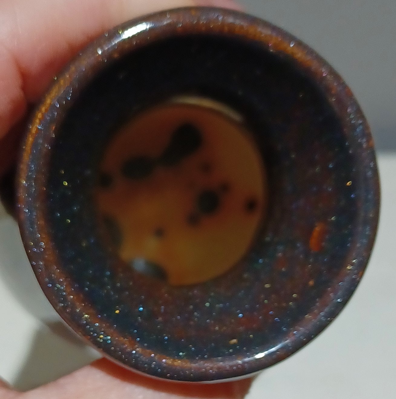 Studio Art Pottery Drip Glaze Vase Burgundy Yellow Brown Glittery Top ...