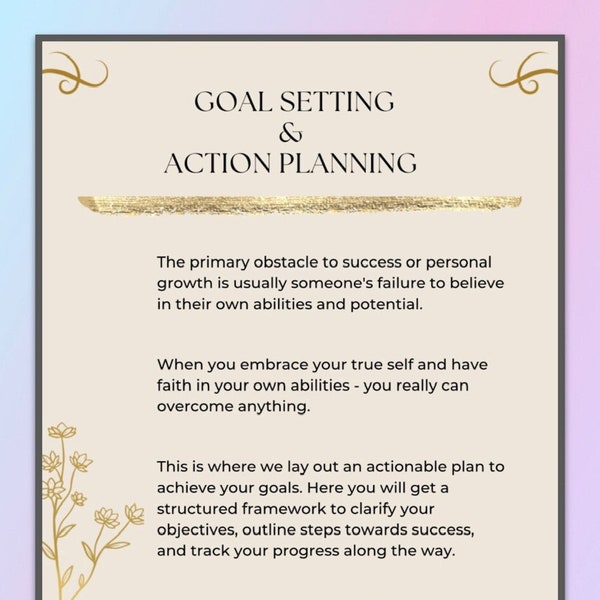 Goal Setting and Action Planning Workbook ONLY, Gain Faith In Yourself and Abilities and Take Actionable Steps To Success, Instant Download