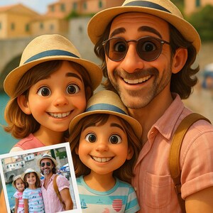 Custom Pixar Portrait Cartoon Portrait from Photo Become a Pixar Character Digital Custom 3D Portrait Pet Cartoon Artwork Wallart Gift