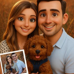Custom Pixar Portrait Cartoon Portrait from Photo Become a Pixar Character Digital Custom 3D Portrait Pet Cartoon Artwork Wallart Gift