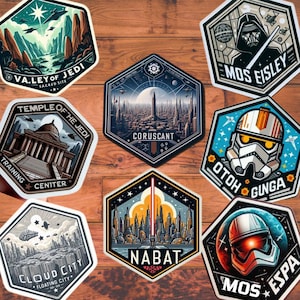 Aufkleber mit Standorten in Star Wars-Städten, Aufkleber mit Star Wars-Planeten, Aufkleber mit Star Wars-Galaxie, Kiss Cute Valley of Jedi, Cloud City, Nabat,