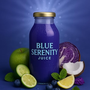 Blue Serenity Juice Refreshing Drink for Fitness  Recovery, Natural Hydration, Immune Support, Mental Clarity, Anti Inflammatory Powerhouse