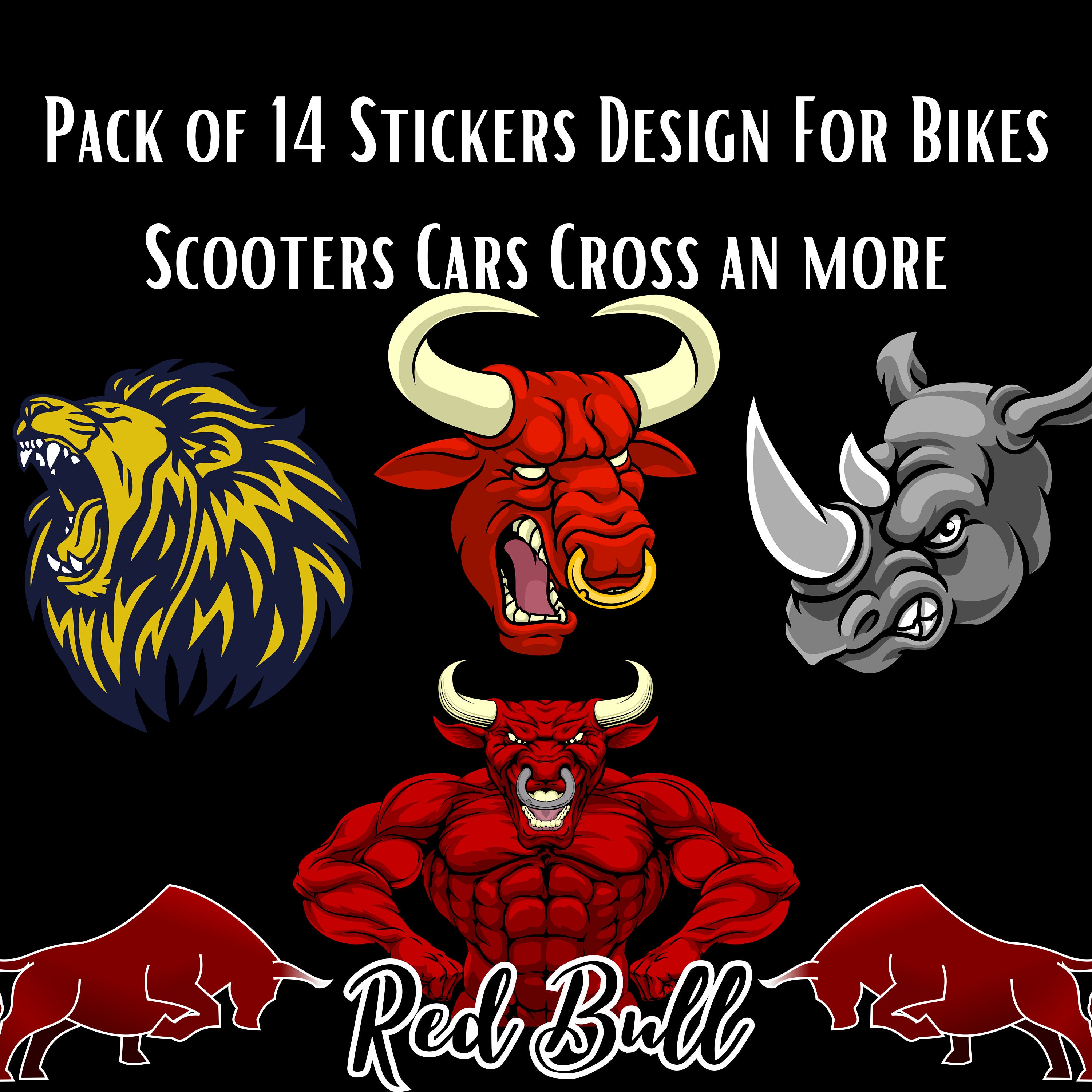 Red Bull Helmet Replica Sponsor Kit Sticker Set for AGV, Shoei 