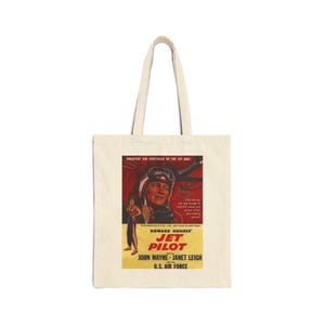 Jet pilot Aviation Cotton Canvas Tote Bag Vintage style movie poster flight bag flight instructor
