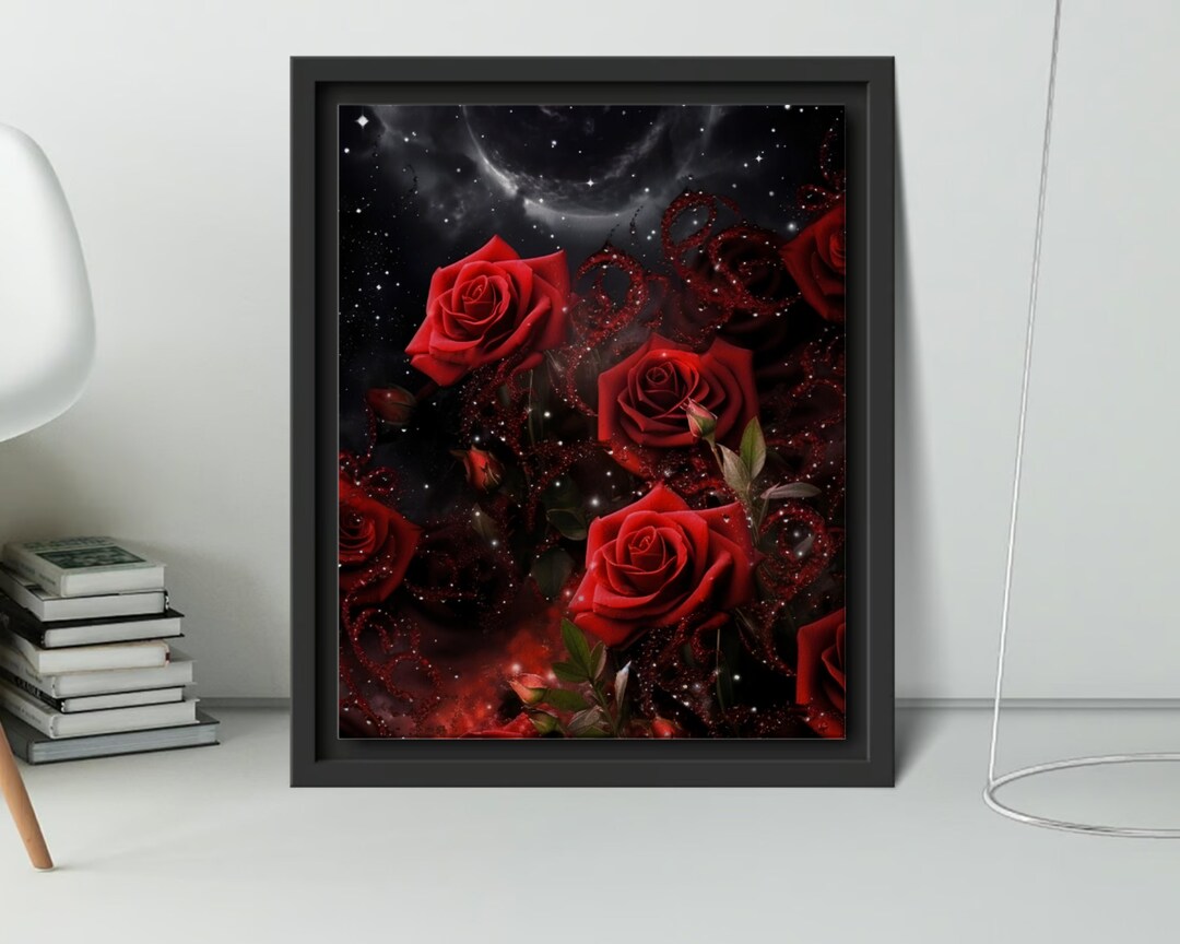 Printable Red Roses Wall Art, Minimalist Wall Art, Wall Hanging ...