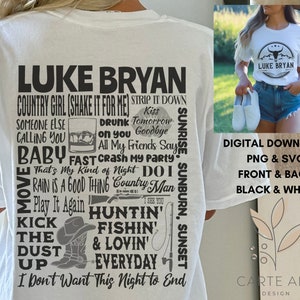 Luke Bryan SVG & Luke Bryan PNG for Country Music Concert SVG - Etsy