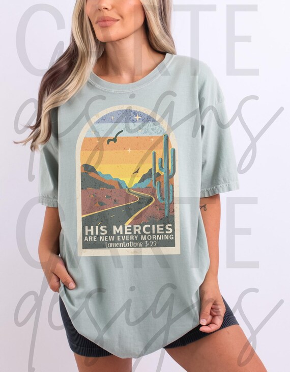 Western Christian PNG T-Shirt Design for Lamentations 3:22 | Bible Verse church Shirt Graphic | Faith PNG | Jesus PNG Digital Download