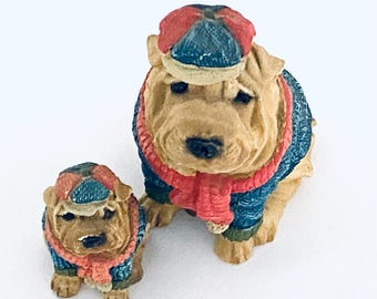 Small Artmark The Marlo Collection Ceramic Shar Pie Dog Father And Son Figurines