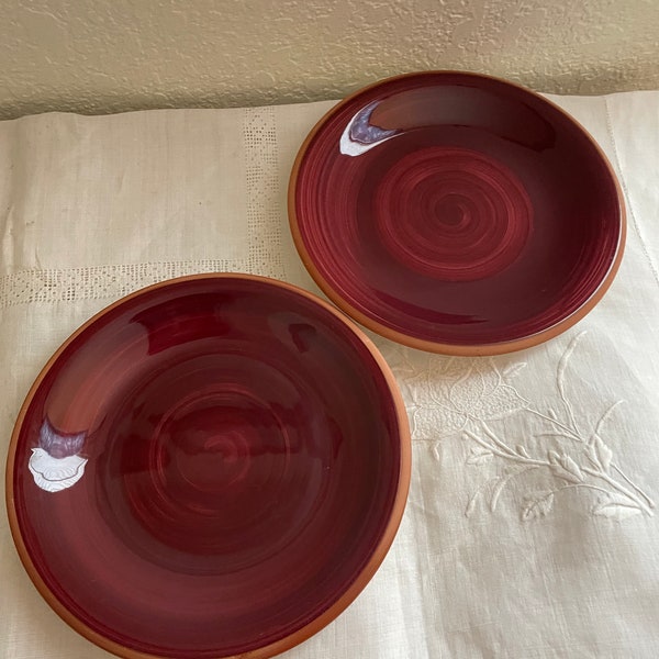 Pair of red Pottery Barn red plates 8”