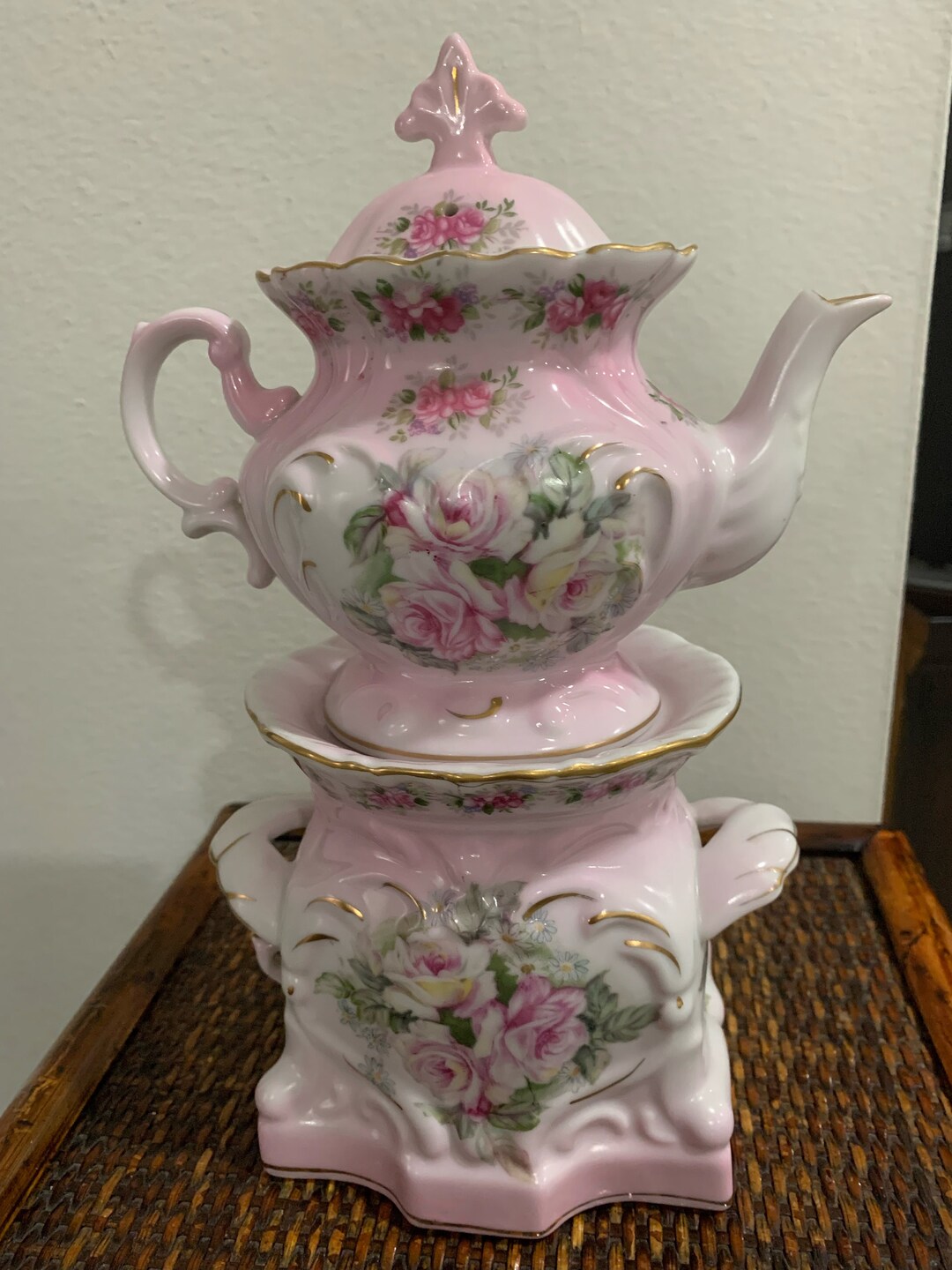 RS Vintage Victorian Teapot and Warmer Set Etsy