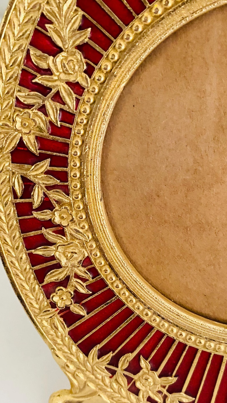 Vintage Ornate Red and Gold Oval Picture Frame - Etsy