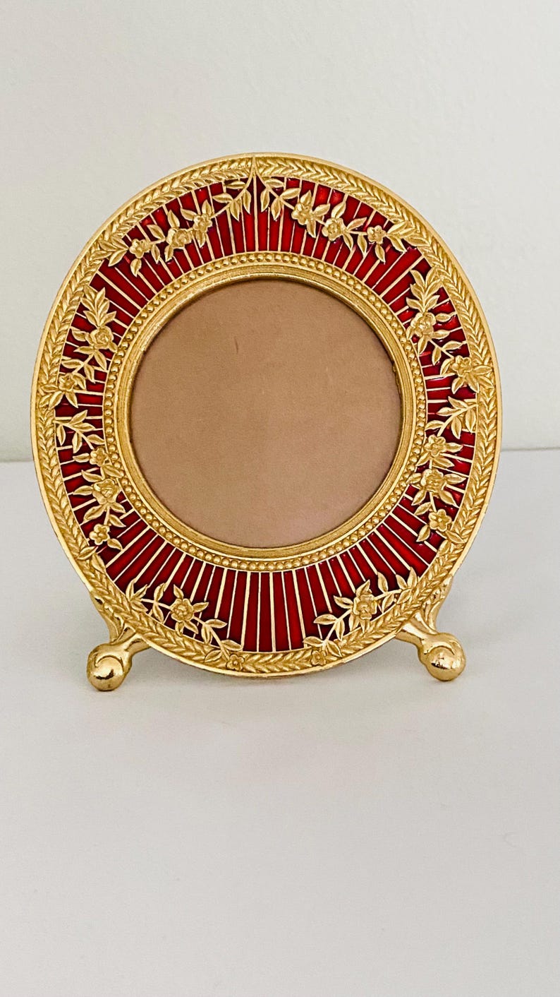 Vintage Ornate Red and Gold Oval Picture Frame - Etsy
