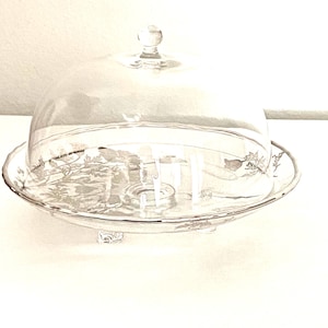 Silver City Glass Company Silver Overlay Plate With Dome