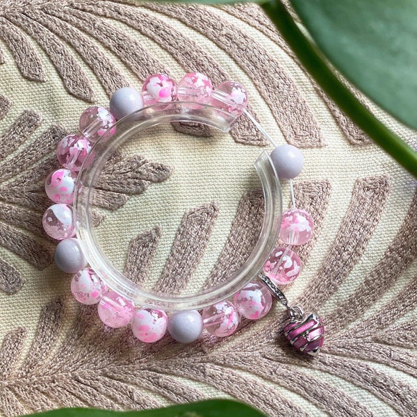 Lovely handmade beads bracelet with heart charm