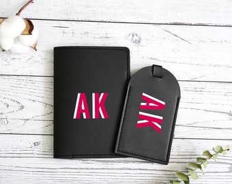 Passport Set,Custom Passport Holder,Initial Passport and Luggage Tag,Wedding Gift,Summer Gift,Bachelorette Party