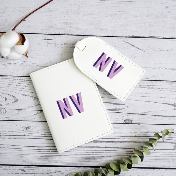 Shadow Monogram Passport Holder, Honeymoon Couple Gifts, Personalized Luggage Tag, Custom Travel Gift,