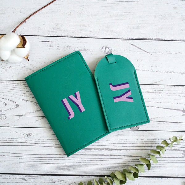 Passport Set,Custom Passport Holder,Initial Passport and Luggage Tag,Wedding Gift,Summer Gift,Bachelorette Party