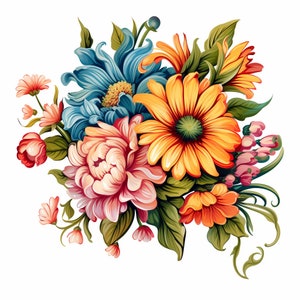 Flowers Clipart 5 PNG - Etsy
