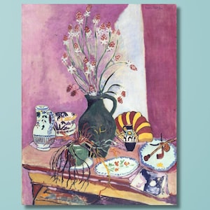Henri Matisse Canvas Wall Art, Still Life with Asphodels 1907, Fine Art Reproduction Print, Modern Botanical Wall Decor,Birthday Gift/15