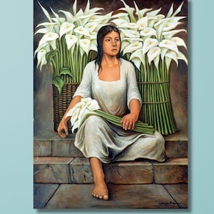 Diego Rivera Canvas Wall Art,Diego Rivera The Flower Seller Ready To Hang Canvas,Diego Rivera Flower Carrier Art Print,Rivera Artwork Canvas