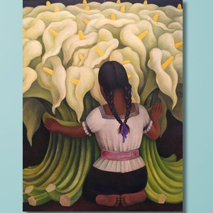 Diego Rivera The Flower Seller Canvas Print,Famous Painting, Exhibition Poster print, Yellow Flowers Painting Print Art,Flower Seller Poster