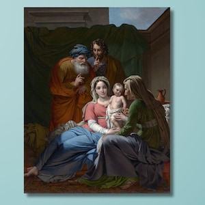 Póster de arte de pared en lienzo de La Sagrada Familia, 1820, de Joseph Paelinck, póster de madre e hijo, obras de arte de Joseph Paelinck, impresión de arte vintage, regalos/1