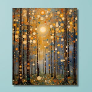 Impresión en lienzo "Árboles y sol" de Gustav Klimt: arte mural vintage moderno