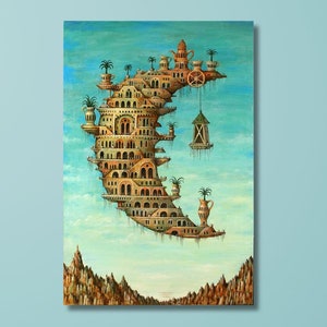 Salvador Dalí Canvas Wall Art PrintLiving on the Moon, Salvador Dali Exhibition Poster Print Surrealism art,Salvador Dali CANVAS, Dalí Gifts