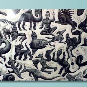 Maurits Cornelis Escher Mosaic II Canvas Wall Art, Reproduction Print Art,Abstract Wall Art Print,Modern Art Print,Expressionism Art Print