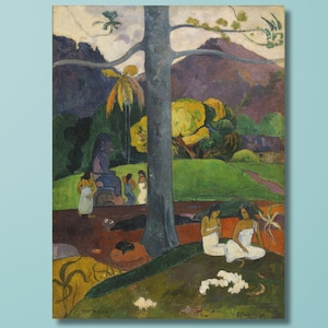 Paul Gauguin – Mata Mua Canvas Wall Art, Tahitian Scene Art Print, Gauguin Poster Reproduction, Colorful Post-Impressionist Decor,Gifts/1