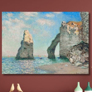 Riproduzione artistica su tela di Claude Monet "Le scogliere di Étretat" Arte moderna Pittura su tela Paesaggio di scogliere Tela Mare e rocce Regalo su tela