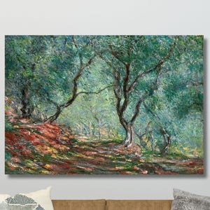 Monet Olive Trees Canvas Print: Framed Vintage Green Wall Art