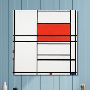 Piet Mondrian Composition of Red and White Wall Art Canvas Print, Vintage Poster, Home Decor, Landscape Painting, Abstract, Ready To Hang